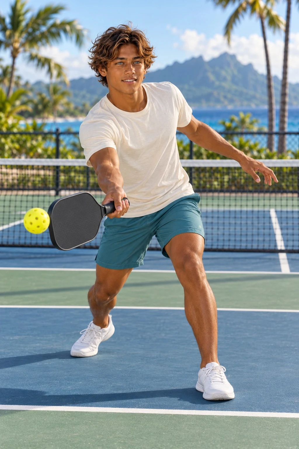 Me on court with my paddle, ready for one more.
